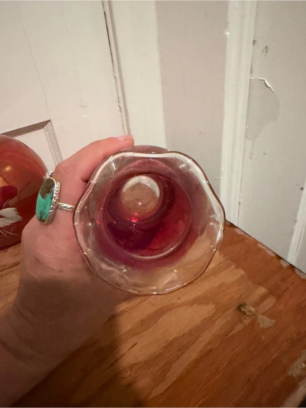 Fenton Vintage Red Cranberry Glass Ruffeled Vase Set